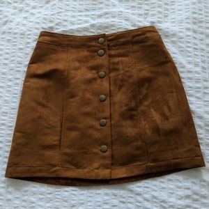 Brown suede mini skirt